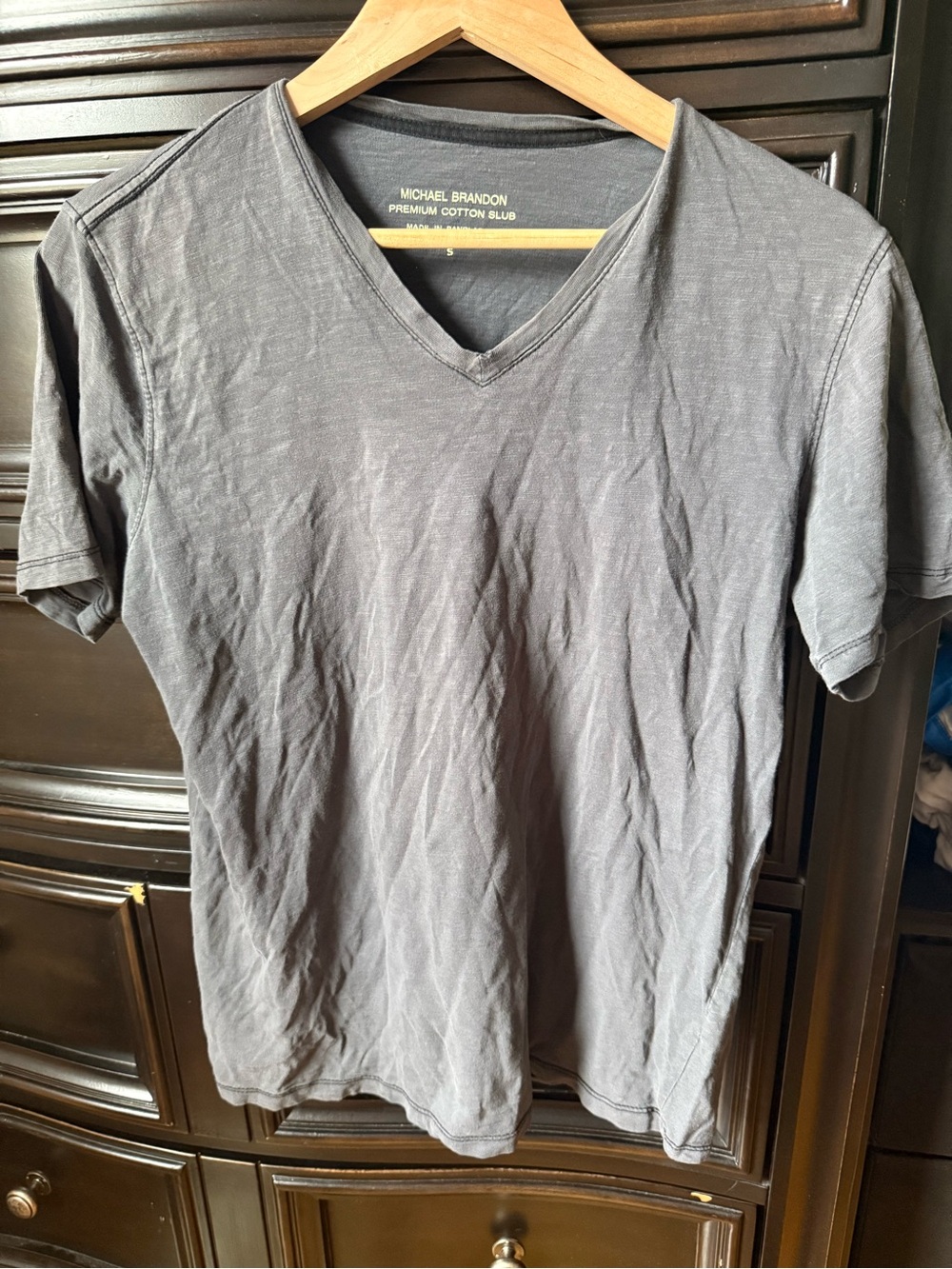 Michael Brandon Men's V-Neck Tee in Gray
